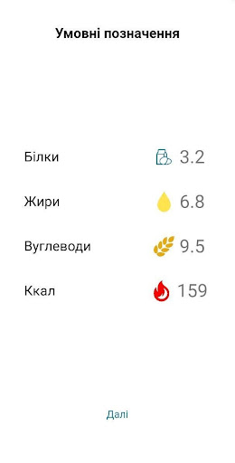 Android application Калькулятор калорій - KCalc | screenshort