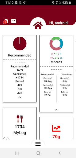 Android application GETUFIT+ screenshort