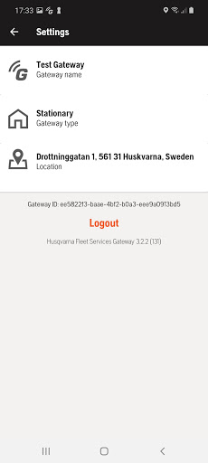 Screenshot of Husqvarna Fleet Services Gatew