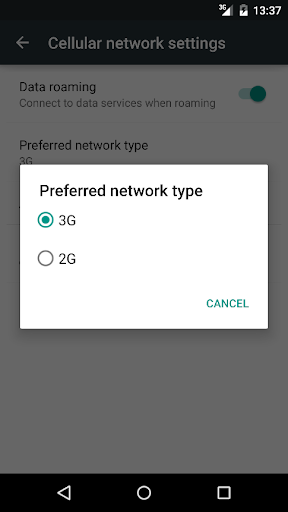 Data Settings Screen 2