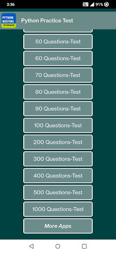 Python Practice Test Screen 2