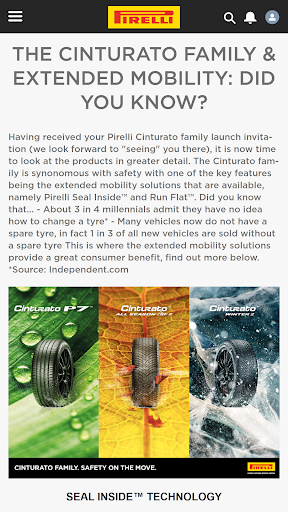 Pirelli Dealer News Screen 2