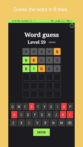 Android application Word-ly 5 letter screenshort