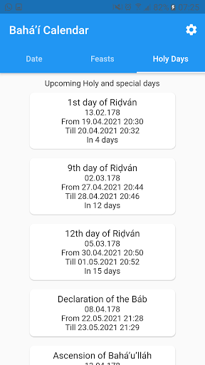 Badi Calendar Screen 3