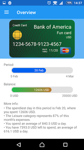 Android application Credit Card Expense Manager screenshort