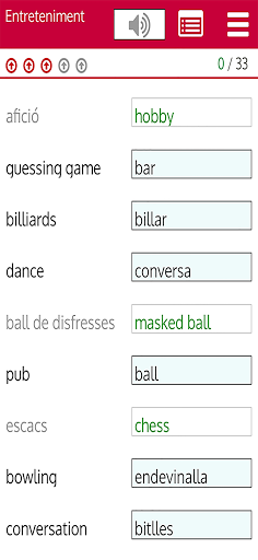 Android application Vocabulari català screenshort