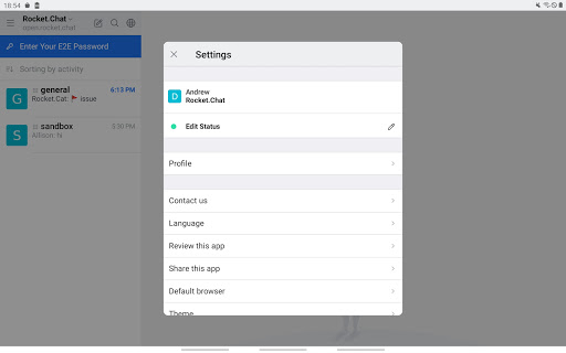 Android application GortisRocketChat screenshort