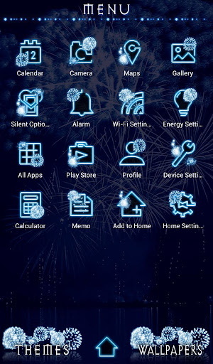 Blue Fireworks Theme Screen 2
