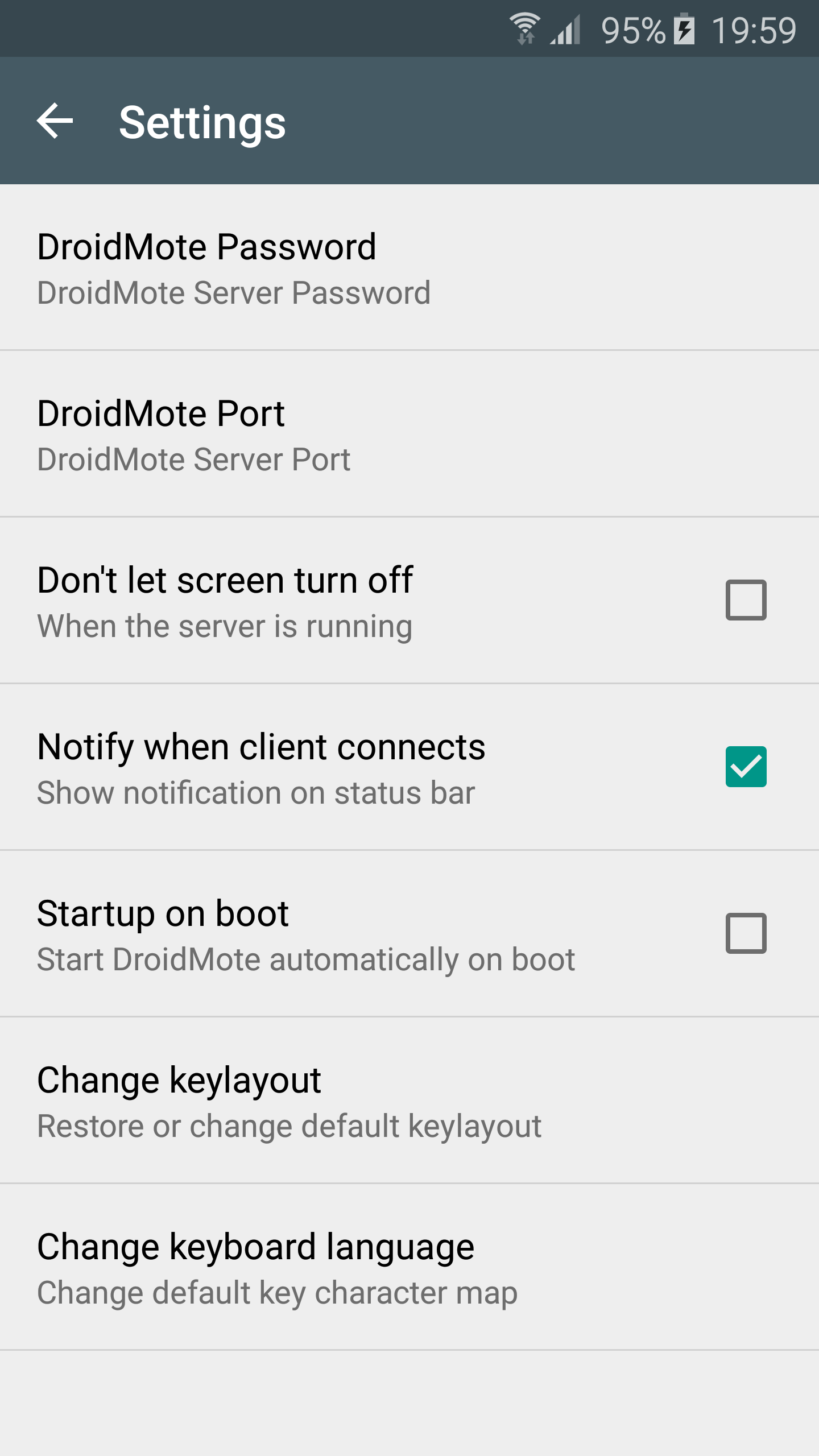 Android application DroidMote Server (root) screenshort