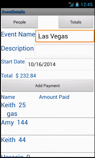 Android application Split the Trip Cost Calculator screenshort