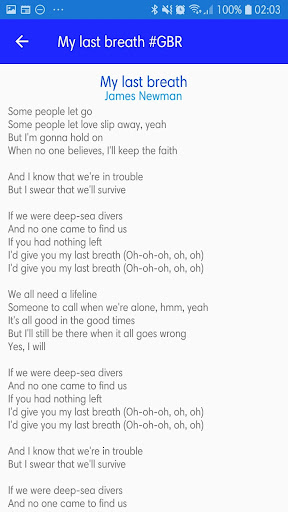 Lyrics of ESC Songs