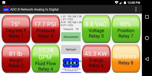 Android application ADC-8 A to D Network Interface screenshort