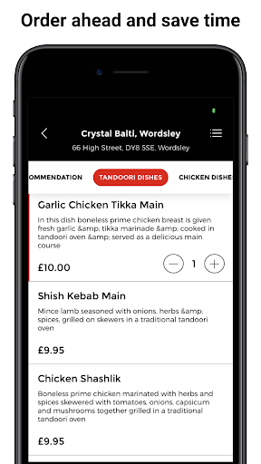 Crystal Balti, Wordsley App Screen 3