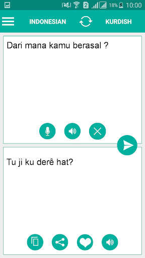 Kurdish Indonesian Translator Screen 2