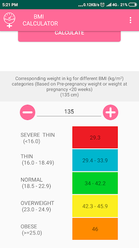 BMI Calculator Screen 3