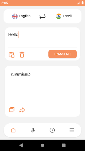 Android application English To Tamil Translation screenshort