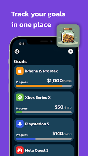 Android application Money Box Savings Goal Tracker screenshort