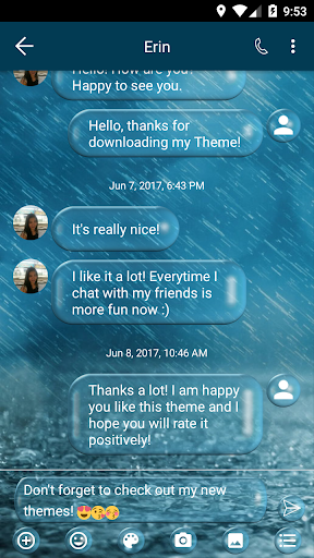 SMS Messages Bubble Rain Theme Screenshot 2 - AppWisp.com
