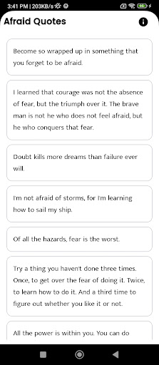 Android application Afraid Quotes and Sayings screenshort