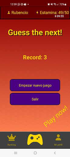 Android application Guess the Next! screenshort