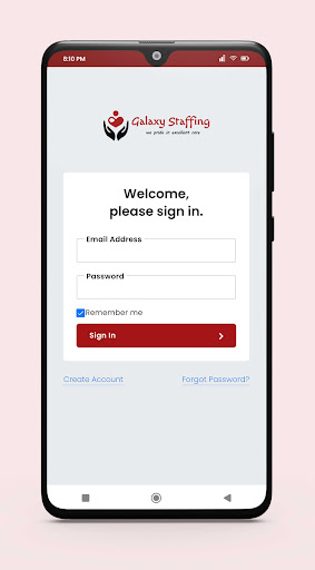 Android application Galaxy Care Staffing screenshort