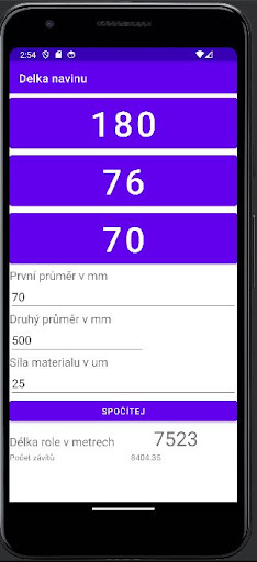 Délka návinu Screen 2