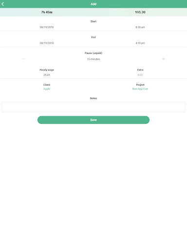 Screenshot of Work Log - Time Tracking