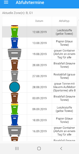 Android application Abfallkalender screenshort