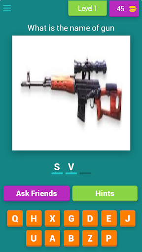 Android application Guess the gun pic screenshort