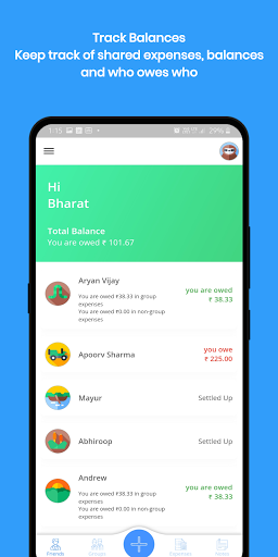 Android application JustSplit - Expense Splitting screenshort