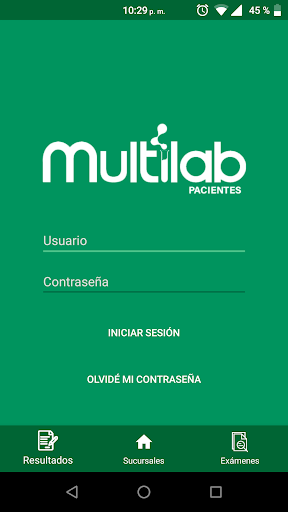 Android application Multilab Pacientes screenshort