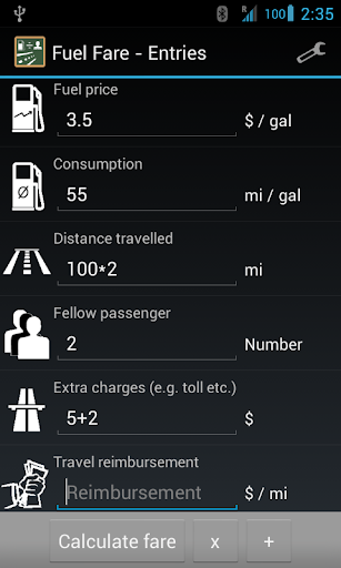 Android application Fuel Fare screenshort