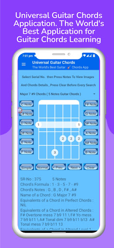 Android application Universal Guitar Chords screenshort
