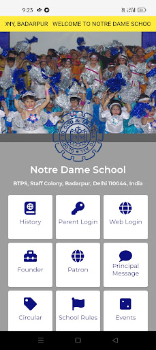 Android application Notre Dame School BTPS Delhi screenshort