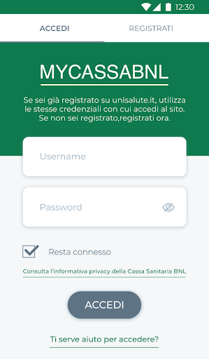 Android application My Cassa BNL screenshort