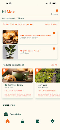 Android application Tickit Australia screenshort