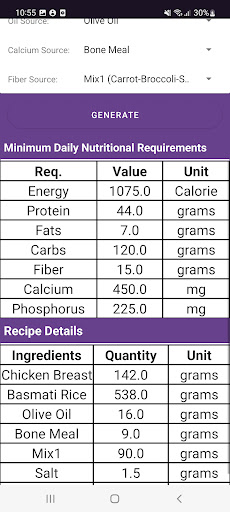 Pet Diet Maker Screen 2