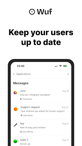 Android application Wuf — Mobile Push screenshort