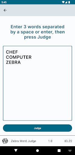 Zebra Word Judge Screen 2