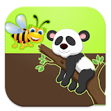 runner panda and bees icon