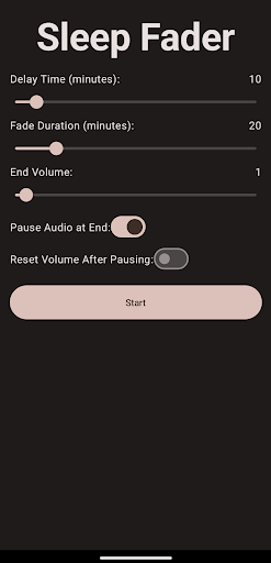 Android application SleepFader screenshort