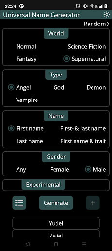 Universal Name Generator Screenshot