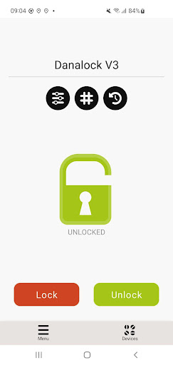 Android application Danalock screenshort