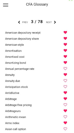 A2 Finance CFA® Exam Glossary Screen 2