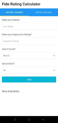 Fide Chess Rating Calculator Screen 2