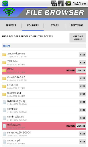 WiFi File Browser Screen 2