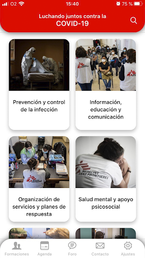 Android application MSF COVID-19: Fórmate e infórm screenshort