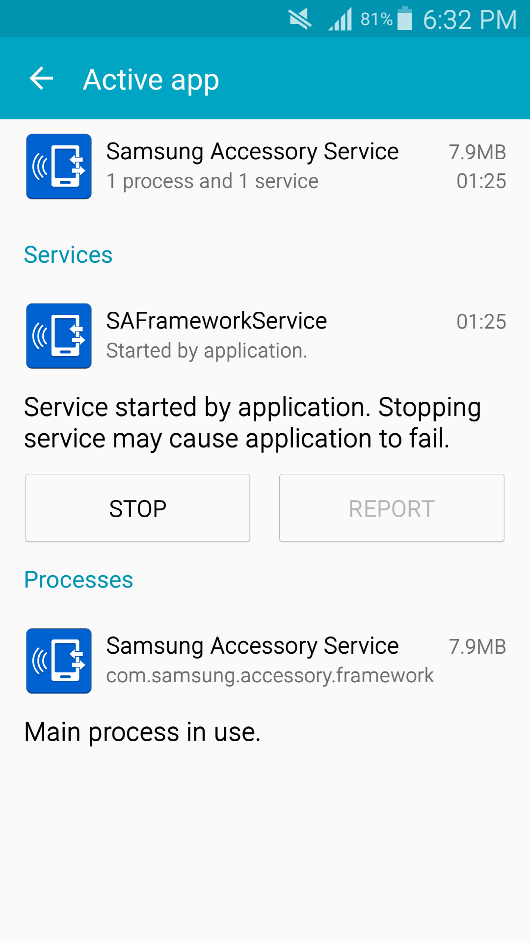 Android application Samsung Accessory Service screenshort