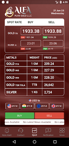 Android application Alfa Pure Gold Bullion screenshort