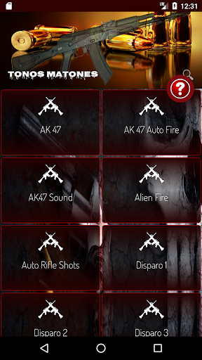 Android application RingTone de balazos mucha Army screenshort